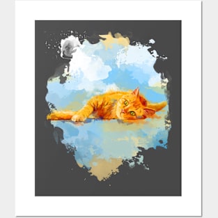 Cat Dream - Orange Tabby Cat Painting Posters and Art